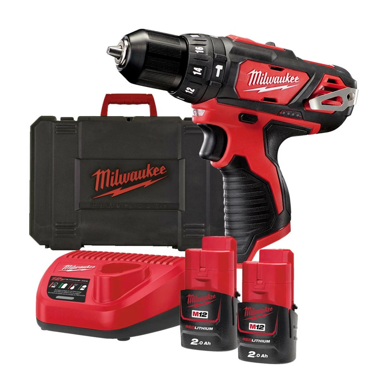 Milwaukee M12 BPD-202C 12V Sub Compact Percussion Drill With 2x 2.0Ah Batteries