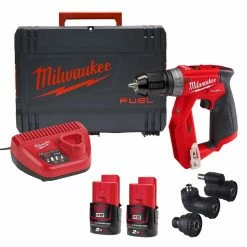 Milwaukee M12 FDDXKIT-202X M12 FUEL™ Installation Drill/Driver With Interchangeable Heads & 2x 2.0Ah Batteries