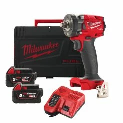 Milwaukee M18FIW2F38 M18 Fuel 3/8" Compact Impact Wrench With 2x 5.0Ah Batteries