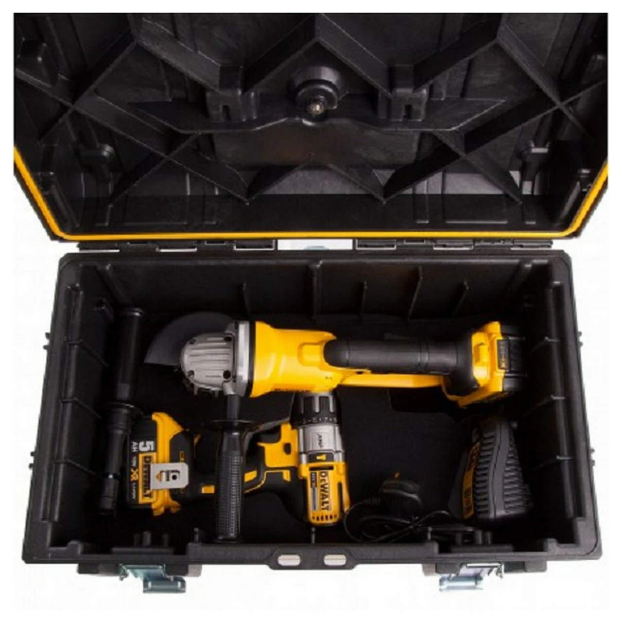 DeWalt DCK278P2T 18V Combi Drill & Angle Grinder Twin Pack With 2x 5.0Ah Batteries - Image 2