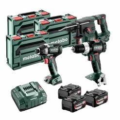 Metabo 18V 3 Piece Cordless Kit With 3x 5.2Ah Batteries & 3x MetaBOX