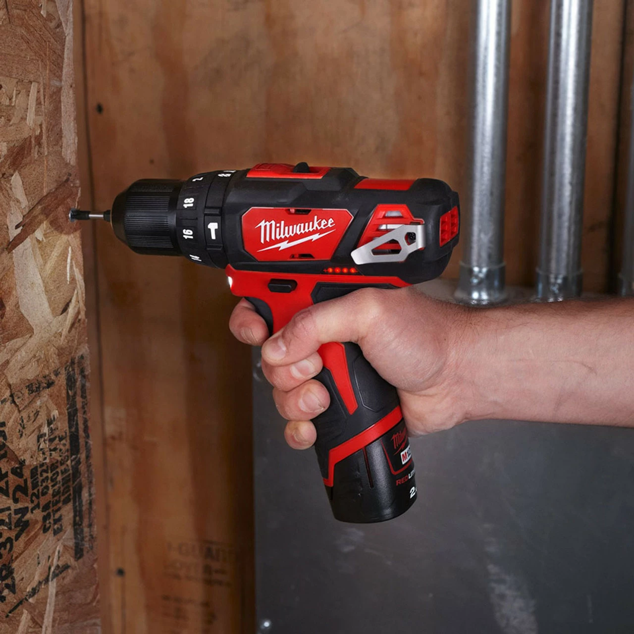 Milwaukee M12 BPD-202C 12V Sub Compact Percussion Drill With 2x 2.0Ah Batteries - Image 9