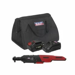 Sealey CP20VRWKIT1 Cordless Ratchet Wrench Kit 3/8"Sq Drive 60Nm 20V 4Ah