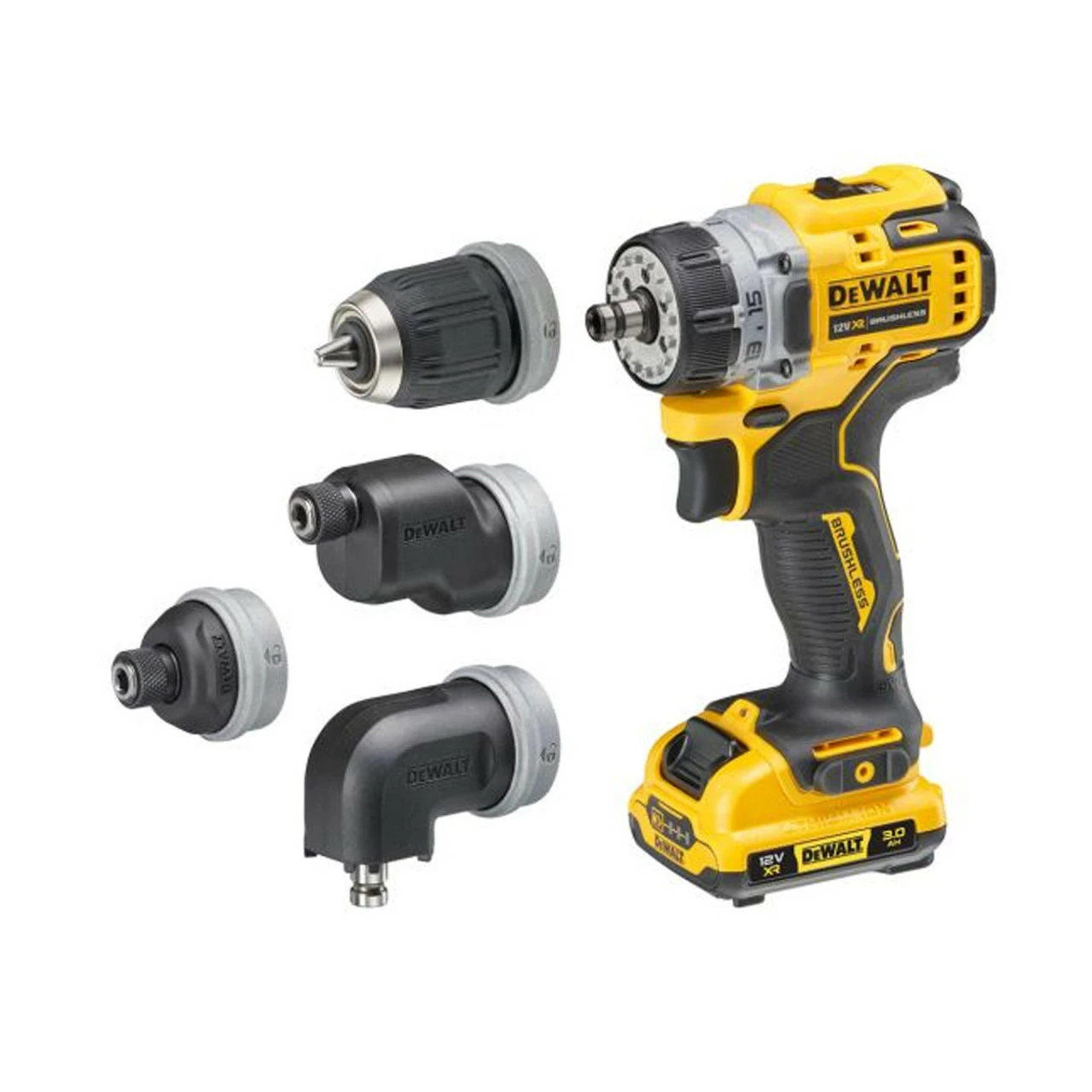 DeWalt DCD703L2T 12V XR Brushless Multi-Head Drill Driver With 2x 3Ah Batteries - Image 2
