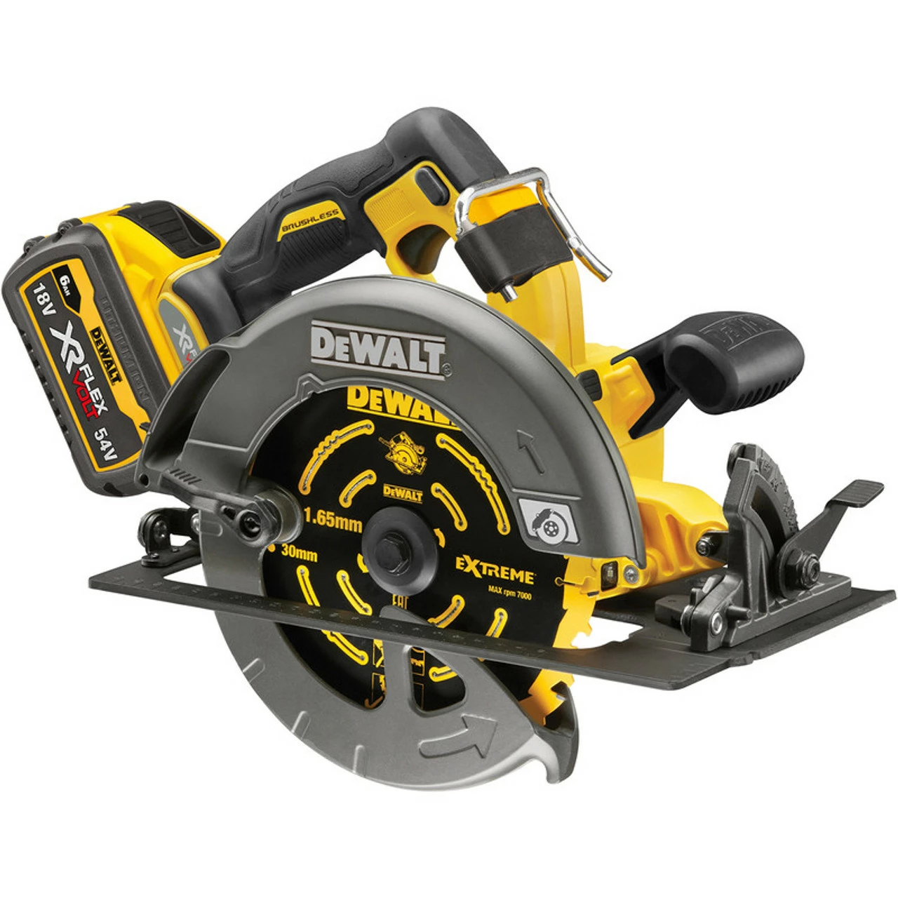 DeWalt DCS578T2-GB 54V XR FlexVolt 190mm Circular Saw With 2x 6.0Ah Batteries - Image 2