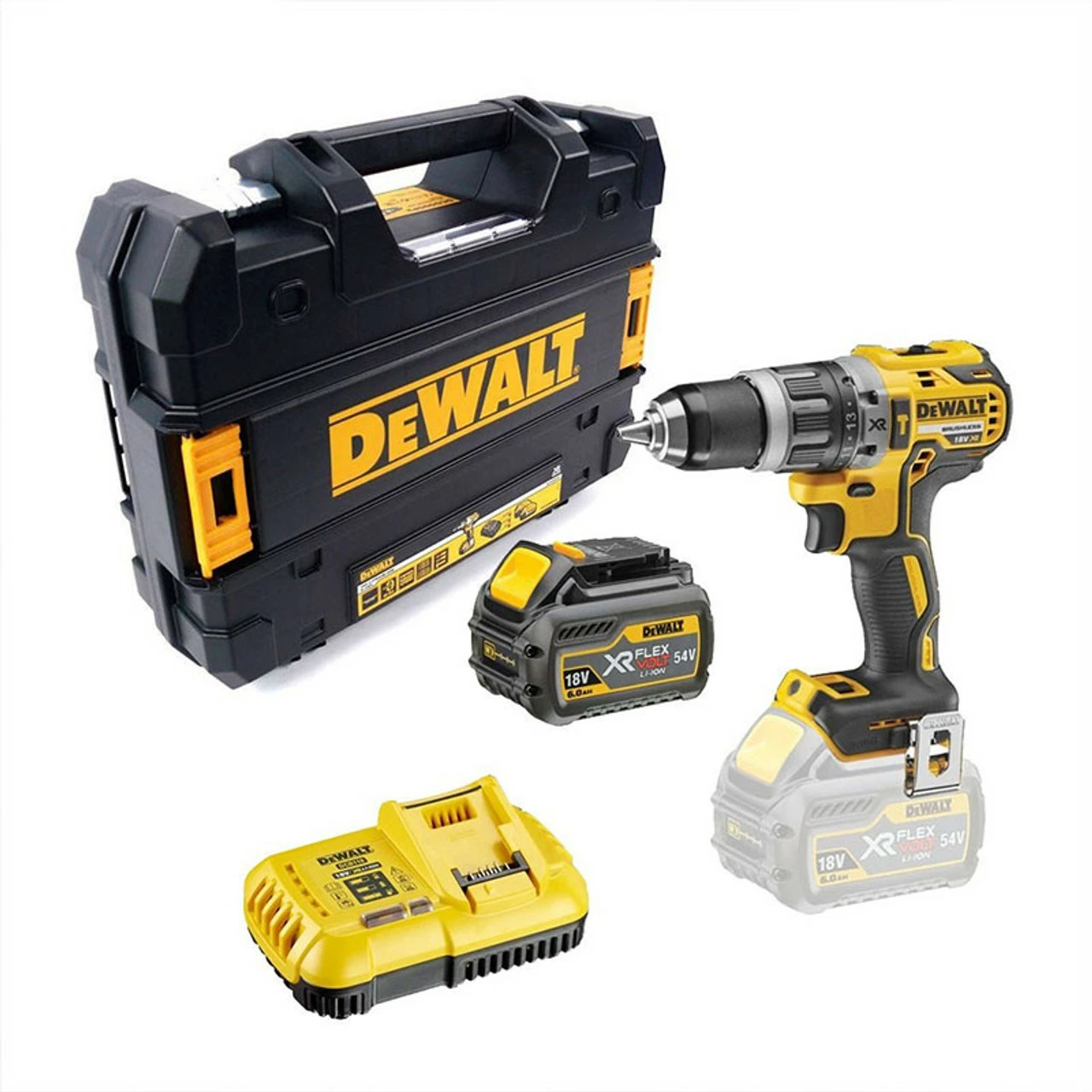 DeWalt DCD796T1-GB 18V XR Brushless Combi Drill With 1x 6.0Ah Battery