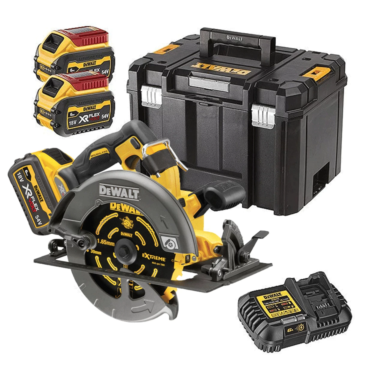 DeWalt DCS578T2-GB 54V XR FlexVolt 190mm Circular Saw With 2x 6.0Ah Batteries