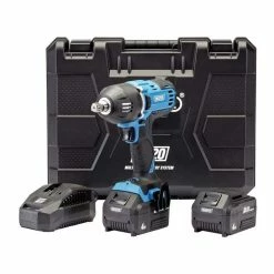 Draper 99251 D20 20V Brushless 1/2" Mid-Torque 400Nm Impact Wrench With 2x 4.0Ah Batteries & Charger
