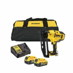 DeWalt DCN660 18V BL Second Fix Nail Gun With 2x 5.0Ah Batteries & DCB115 Charger