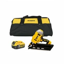 DeWalt DCN692 XR 18V BL First Fix Angled Nail Gun With 1x 5.0Ah Battery & Tool Bag