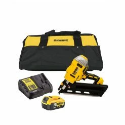 DeWalt DCN692 XR 18V BL First Fix Angled Nail Gun With 1x 5.0Ah Battery & DCB115 Charger