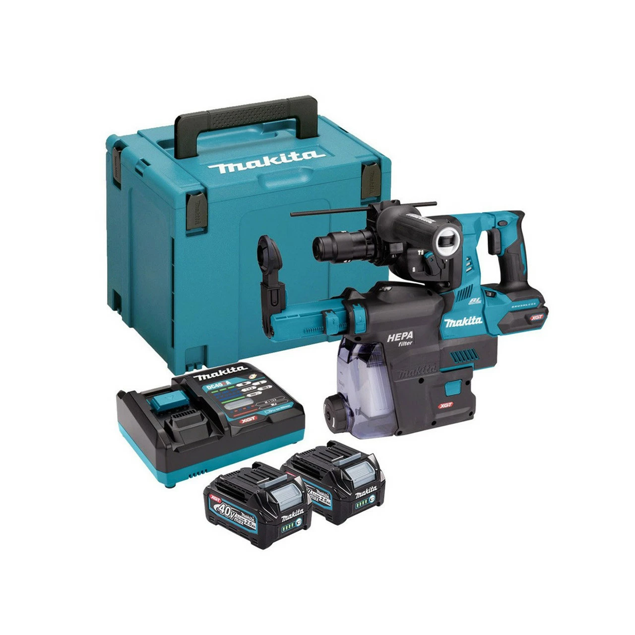 Makita HR004GD204 40V Max XGT SDS Plus Brushless Rotary Hammer With 2x 2.5Ah Batteries