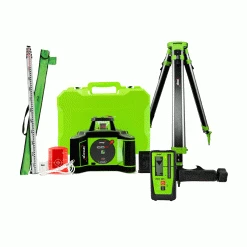 Imex I66R Rotating Red Laser Level Kit With 2x 9.0Ah Batteries, LRX6 Receiver, Staff & Tripod