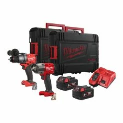 Milwaukee M18FPP2F3-502X 18V Combi Drill & Impact Wrench Twin Pack With 2x 5.0Ah Batteries