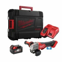 Milwaukee M18 ONEFSAG115XPDB-401X 18V Cordless One-Key 115mm Angle Grinder With 1x 4.0Ah Battery