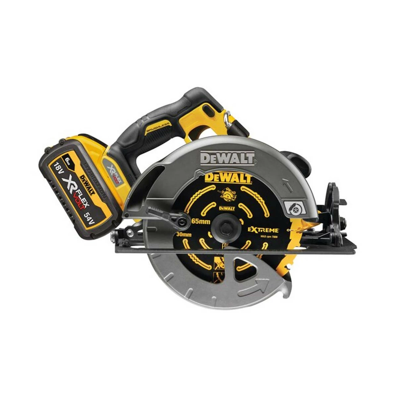 DeWalt DCS578T2-GB 54V XR FlexVolt 190mm Circular Saw With 2x 6.0Ah Batteries - Image 3